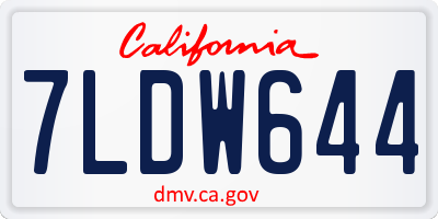 CA license plate 7LDW644