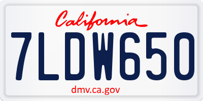 CA license plate 7LDW650