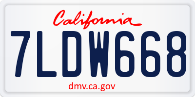 CA license plate 7LDW668