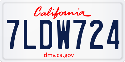 CA license plate 7LDW724