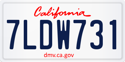 CA license plate 7LDW731