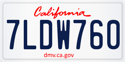 CA license plate 7LDW760