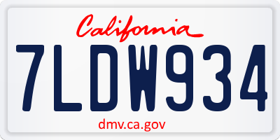 CA license plate 7LDW934