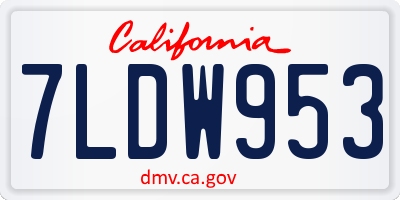 CA license plate 7LDW953