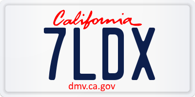 CA license plate 7LDX