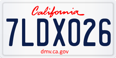 CA license plate 7LDX026