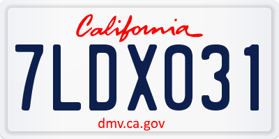 CA license plate 7LDX031