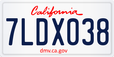CA license plate 7LDX038