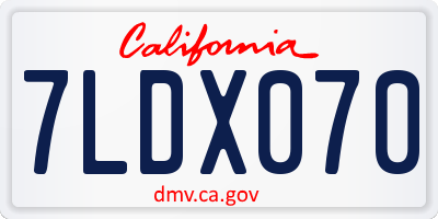 CA license plate 7LDX070