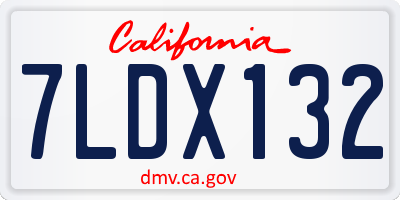 CA license plate 7LDX132