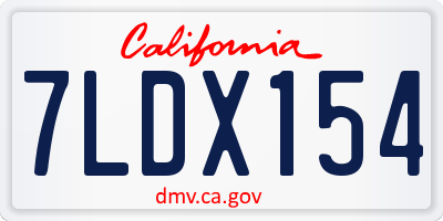 CA license plate 7LDX154