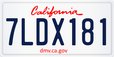 CA license plate 7LDX181