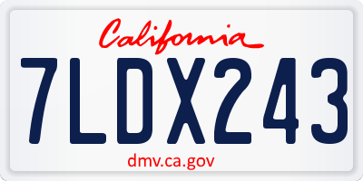 CA license plate 7LDX243