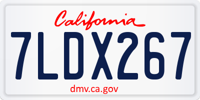 CA license plate 7LDX267