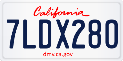 CA license plate 7LDX280