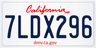 CA license plate 7LDX296