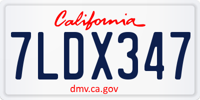 CA license plate 7LDX347