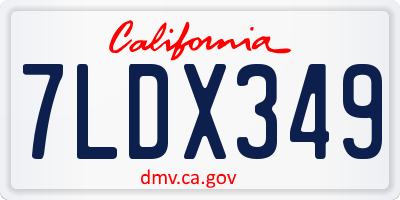 CA license plate 7LDX349