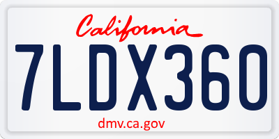 CA license plate 7LDX360
