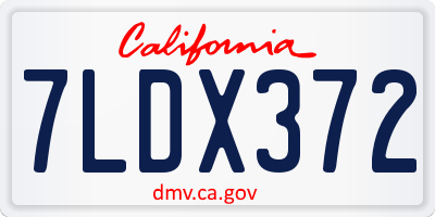 CA license plate 7LDX372