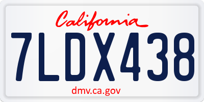 CA license plate 7LDX438