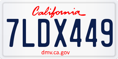 CA license plate 7LDX449