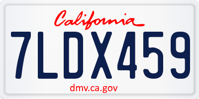 CA license plate 7LDX459