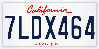 CA license plate 7LDX464
