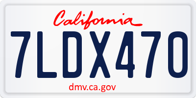 CA license plate 7LDX470