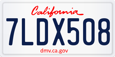CA license plate 7LDX508