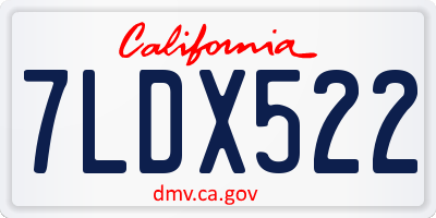 CA license plate 7LDX522
