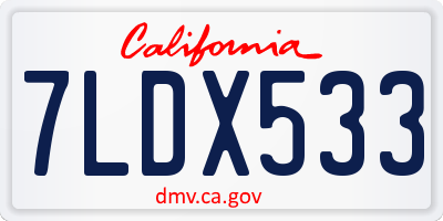 CA license plate 7LDX533