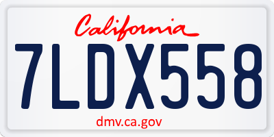 CA license plate 7LDX558