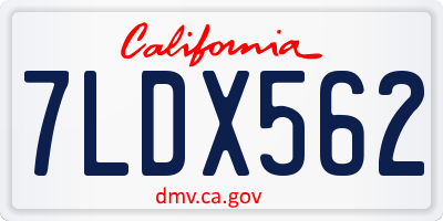 CA license plate 7LDX562