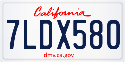 CA license plate 7LDX580