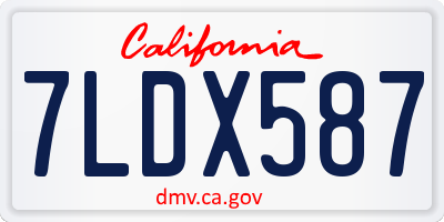 CA license plate 7LDX587