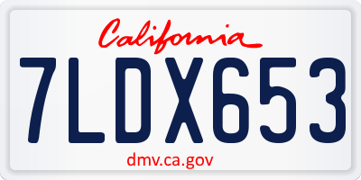 CA license plate 7LDX653