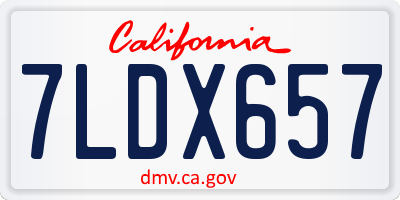 CA license plate 7LDX657