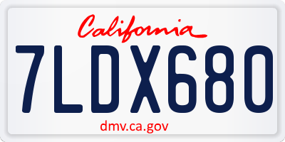 CA license plate 7LDX680