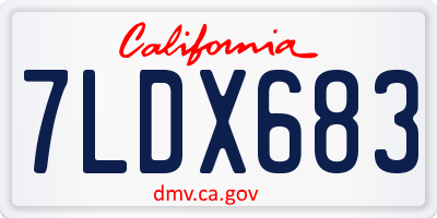 CA license plate 7LDX683