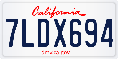 CA license plate 7LDX694