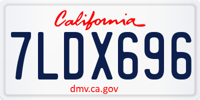 CA license plate 7LDX696