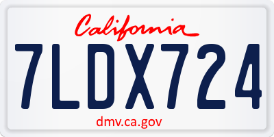 CA license plate 7LDX724