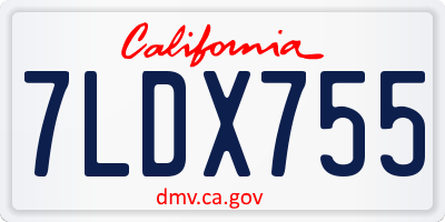CA license plate 7LDX755