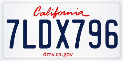 CA license plate 7LDX796