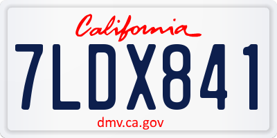 CA license plate 7LDX841