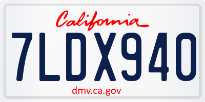 CA license plate 7LDX940