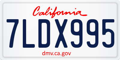 CA license plate 7LDX995