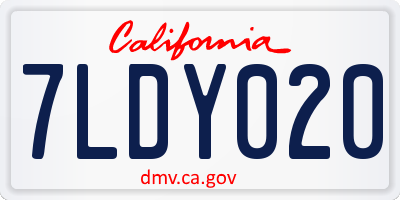 CA license plate 7LDY020