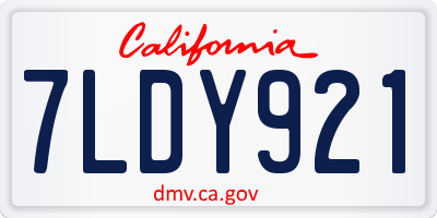 CA license plate 7LDY921